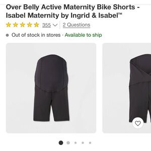 Over Belly Active Maternity Bike Shorts Isabel Maternity Isabel & Ingrid NWT Med